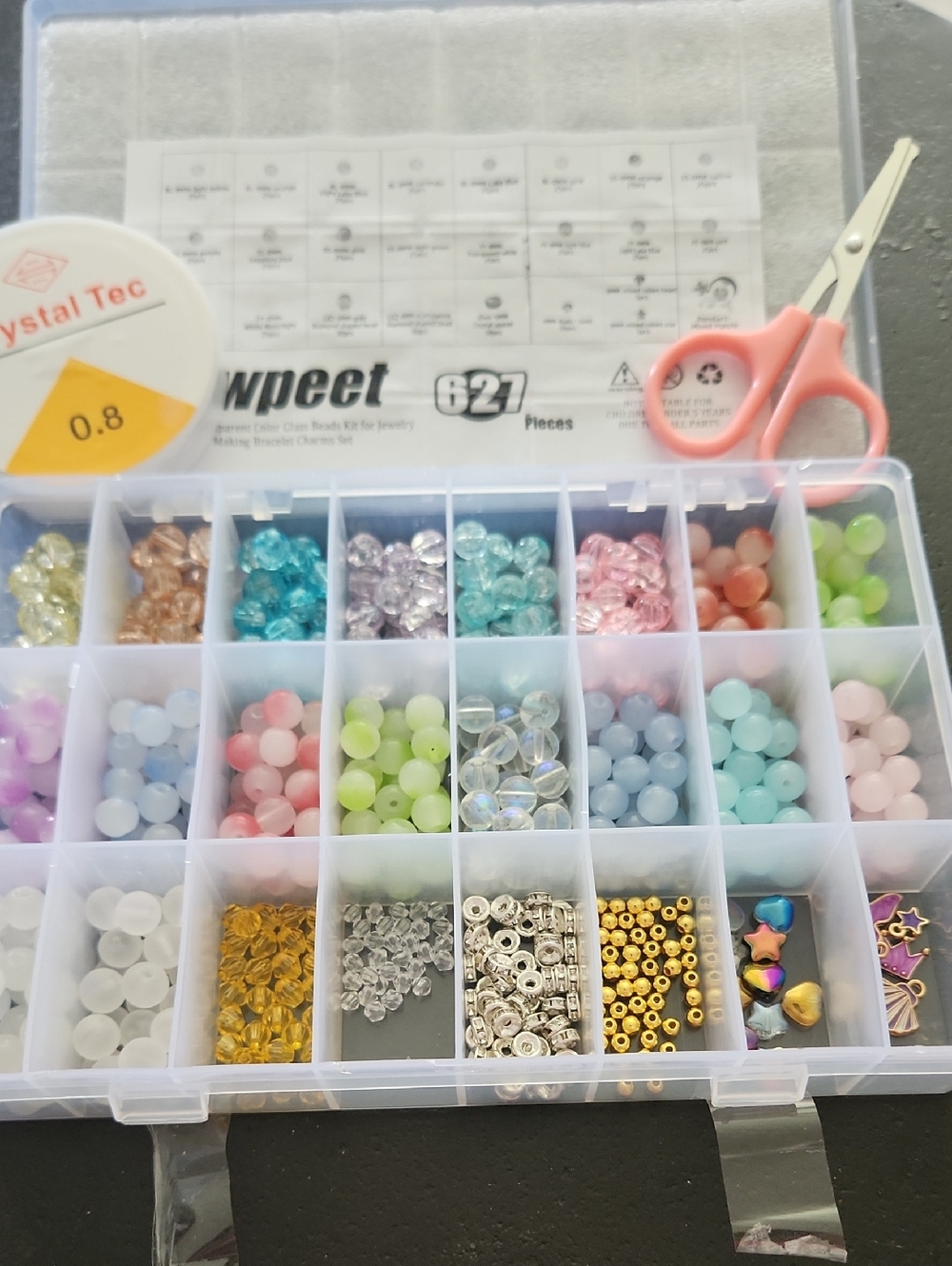 Transparent Glass Beads Kit 627pc